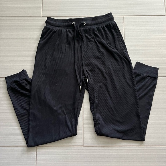 Pants - Derek🖤 Heart Black Ribbed Joggers